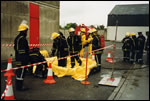 Firemen in training exercise